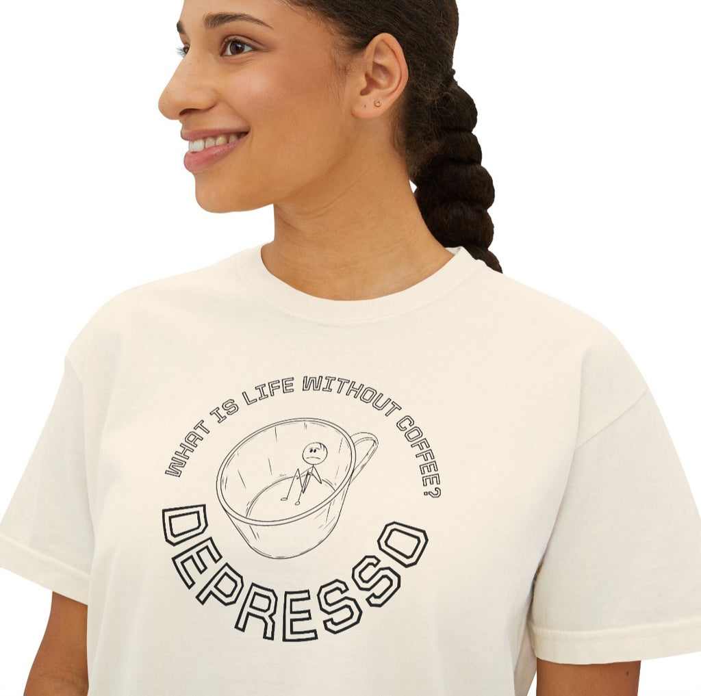 Depresso Coffee Graphic Tee - Woman's Boxy