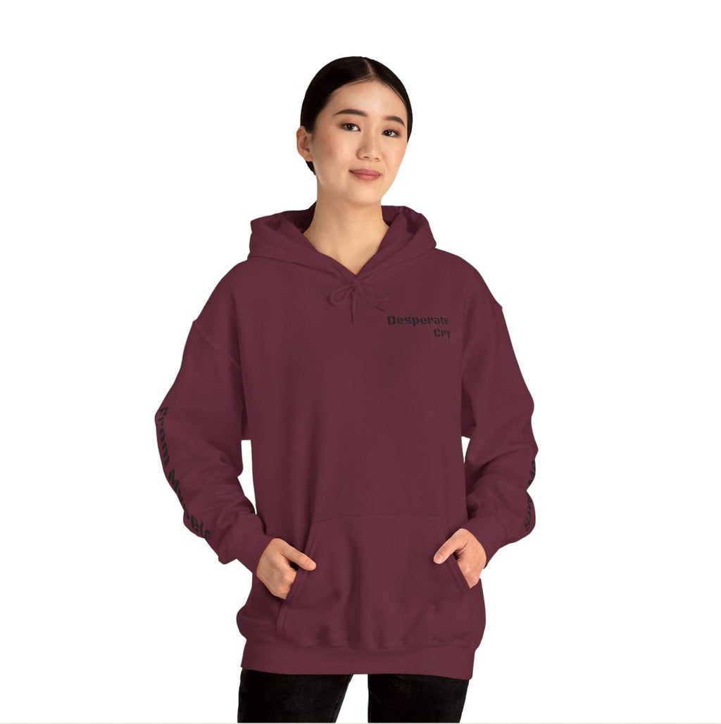 graphic hoodie with message front view
